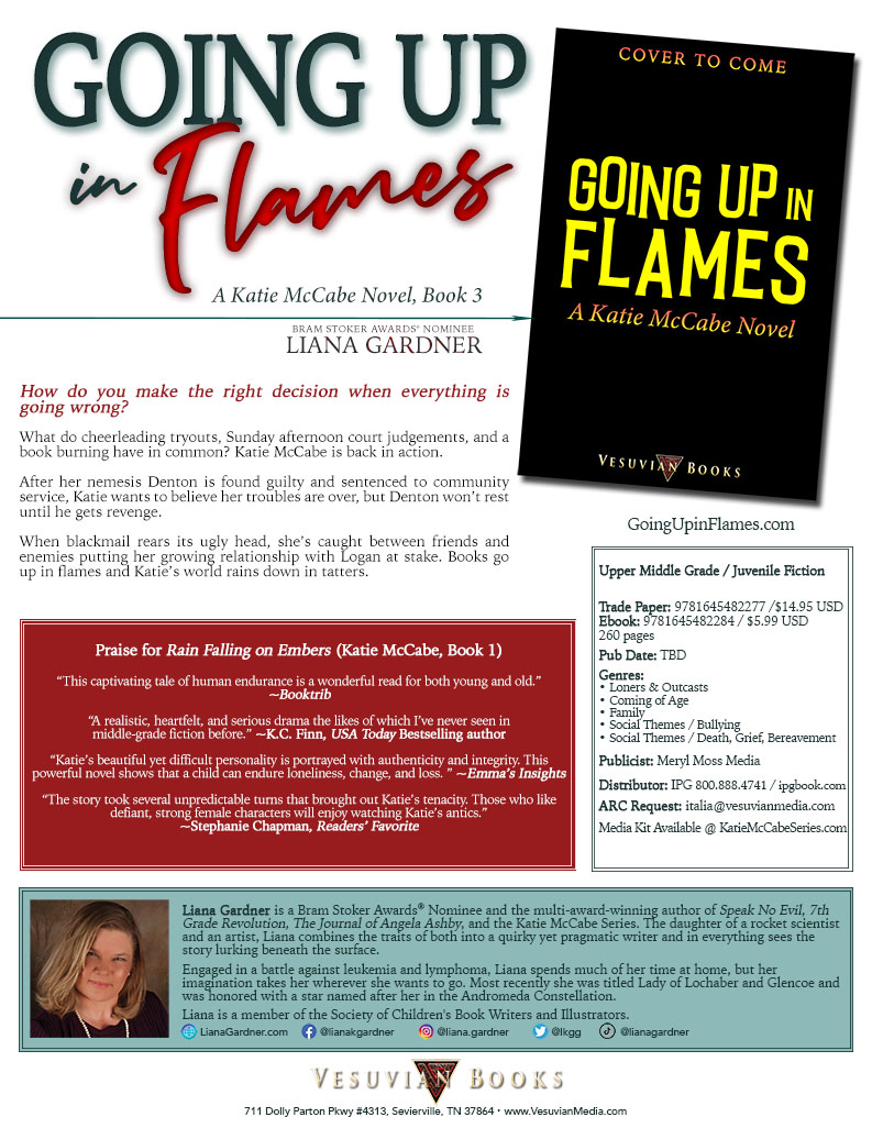 Going Up in Flames (Katie McCabe, Book 3) Information Sheet